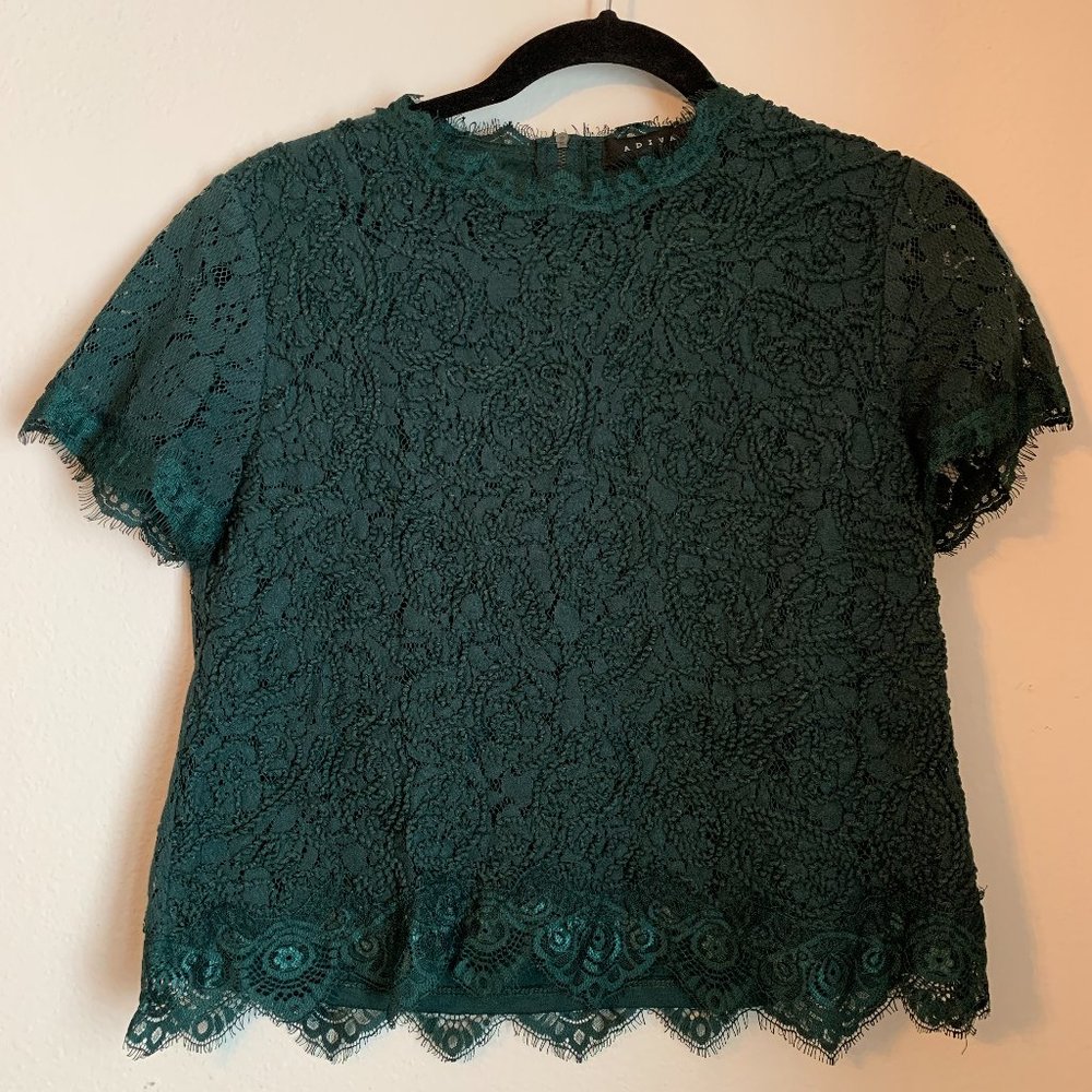 ADIVA Emerald Green Embellished Lace Top